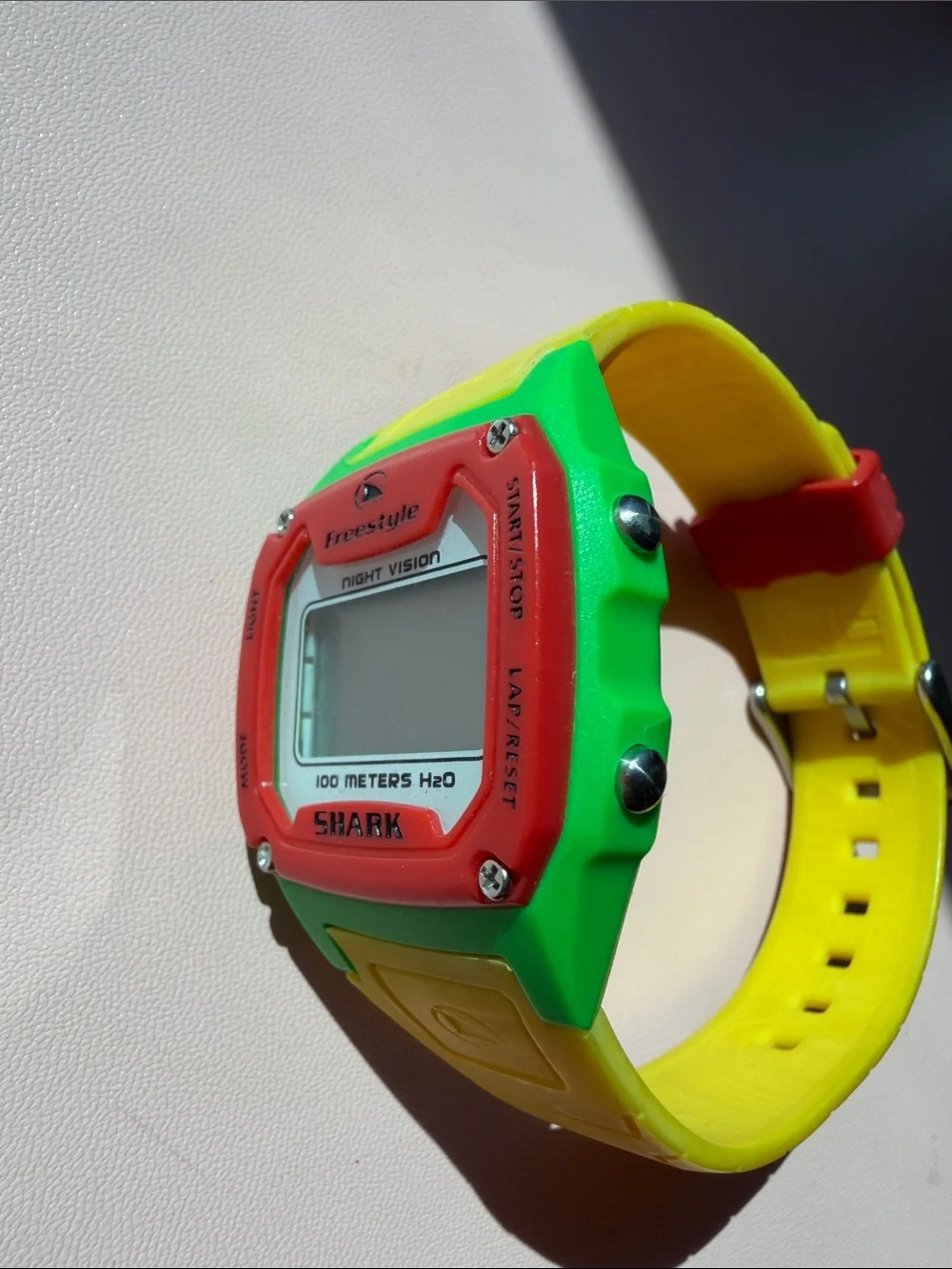 Vintage Freestyle Shark Digital Watch in Yellow, Green, Red
